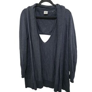 Cabi Open-Back Knit Boho Sweater Dark Navy Blue L Women's